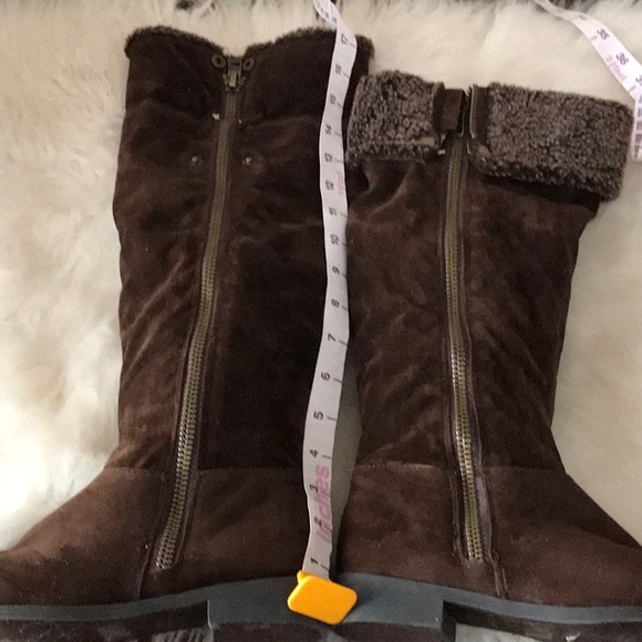 Bamboo  vegan  suede vegan fur cuffed side zipper high boots Size 6/36 - Picture 8 of 12